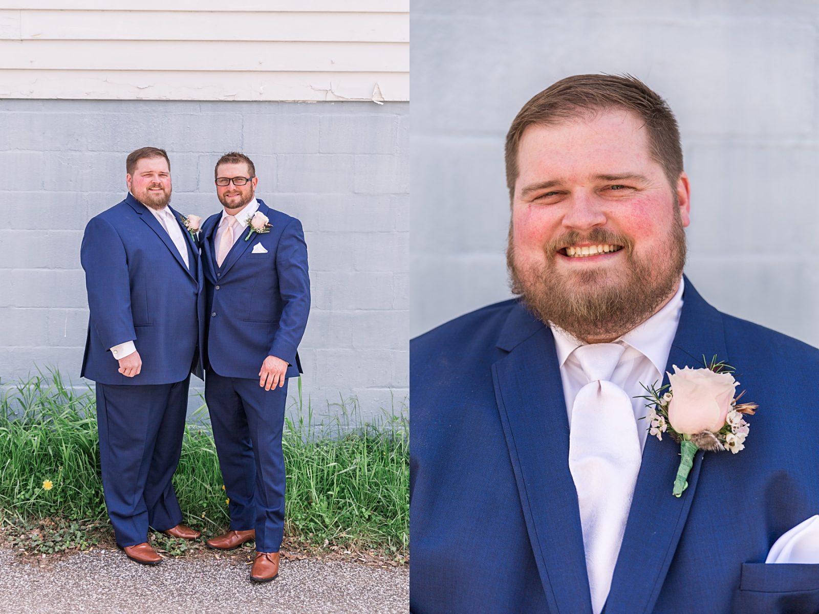 Wedding photography by Diana Gramlich, grrom and best man in blue suits